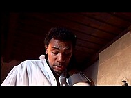 Big-tittied white MILF in vintage style taking black groom's massive boner into her tight anal hole  11