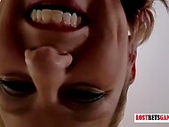 Ashley and Candle Boxxx engage in a provocative game of explode the word with a guy 11