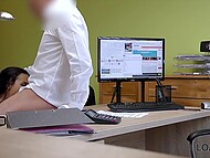 Czech brunette Kristy Black desperately needs a loan and even lets a loan agent to fuck her 7