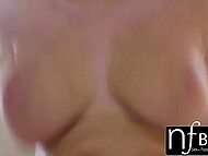 Hottie with perfectly curved body Cassidy Banks plants her ass on the white cock 10