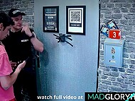 Dudes indulge in intimate acts with captivating lesbian women through the gloryhole 8