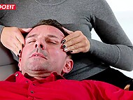 David Perry fucks both Vittoria Dolce, the sensual mom, and her seductive stepdaughter with his massive cock 4