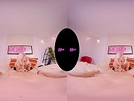Tina Kay glimpses stocking-clad legs in a wild threesome in VR 4
