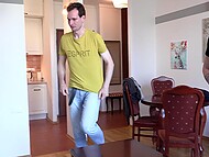 Blonde cougar from Poland toys hr pussy till she gets two dicks to fuck her 9