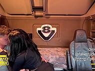 Buxom highway whore Yasmina Khan takes a ride with a fake track driver and gets banged in the car 5