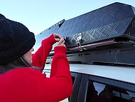 Hot chick Venessas Butt with a lit butt plug in her ass shows her new rooftop tent 11