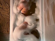 Lecherous teen hottie Murmuriel teases with her perfect body when taking a bubble bath 6