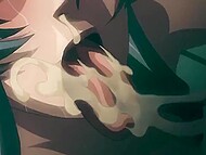 Two Hentai bitches with immense boobs copulate till getting wet bukkake 11