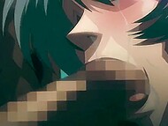 Two Hentai bitches with immense boobs copulate till getting wet bukkake 6