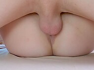 Boyfriend removes his babe's panties to please her pink pussy with his tongue and shaved dick 5