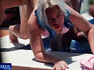 Tina Slick Official at a summer pool party with two other stunning Pinay Asian babes and a man 11