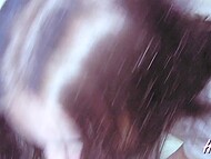 Handcuffed Russian slut's wet mouth enveloping a colossal cock in POV 10