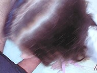 Handcuffed Russian slut's wet mouth enveloping a colossal cock in POV 4