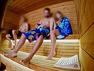 GentlyPerv exposes his erection in front of three anonymous people in the public sauna 10