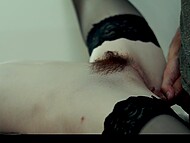 Hazel Moore's lust for Nathan Bronson culminates as he undresses her and cums on her hairy pussy after sex 5