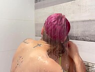 Imalexapink hosted shower sex, eagerly accepting her GF's eagerly reaching fingers 8