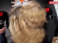Fit German MILF in glasses Izzy Mendosa gets and rides a big cock in the Sex bus 5