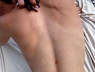 Sim MILF Serenity Cox pleased her audience, exhibiting the art of depravity on the beach 9