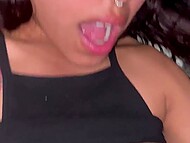 Latina whore with glasses Yaresita Small squirts when partner's XXX pecker penetrates her ass 5