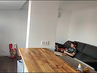 Curious gal Miss Squirting caught her stepdad jerking off, and got horny to please herself with dildos 4