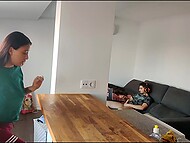 Curious gal Miss Squirting caught her stepdad jerking off, and got horny to please herself with dildos 6