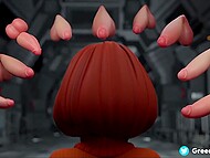 Sexy red-haired 3D chick Velma meets a bunch of ghost cocks for her pussy and ass 6