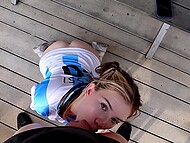 Totally shameless teen blonde suggests blowing her BF at the public swimming pool  8