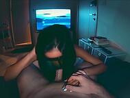 Amateur Asian girl Ninacola dives deep for dick to pay the rent, and gets facialized 8