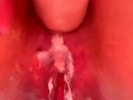 TattoogirlAlia indulges in steamy squirting relief via anal dildo action in the tub 8