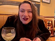 Filthy lady boss receives a sudden facial after sucking a cock in beer house lavatory 5