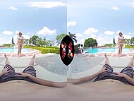 Hot Latina Veronica Leal takes off her tiny bikini and gets on top of the cock in VR video 4