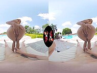 Hot Latina Veronica Leal takes off her tiny bikini and gets on top of the cock in VR video 8