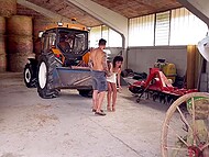 Two hot guys give a helping hand to Italian babe Beatrice Segreti in the garage 7