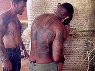 Two hot guys give a helping hand to Italian babe Beatrice Segreti in the garage 9