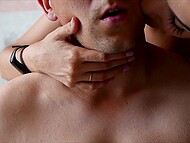 Hot girlfriend pleases her man with numerous sensuous kisses making him horny like hell 5