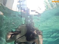 Sultry Asian cutie in sexy swimsuit blows and gets fucked in the pool 11