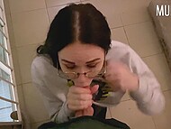 Teen tart with glasses Toma Mur took down the schoolyard bully at the entrance 6