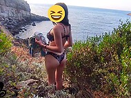 Obedient girlfriend Eliva Love agrees to swallow her man's jizz after blowing him on the cliffs 8