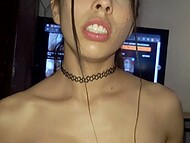 Obedient sex slave uses her big naturals to stroke the guy's pecker in POV 10