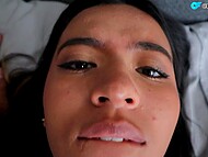 Latina gal Soloincognita tastes a bit of her stepbrother's penis when visiting him 10