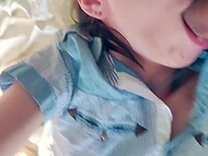 Frolic teen stepsister takes a selfie with her beloved stepbrother's boner in the morning 6