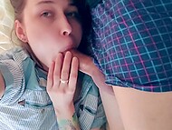 Frolic teen stepsister takes a selfie with her beloved stepbrother's boner in the morning 8