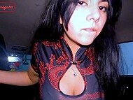 Chilena incognita received a high intensity encounter and creampie in the dimly lit public parking outdoors 10