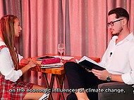 Seductive student in sexy uniform seduces her handsome professor to pass the exams 4