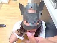 Slutty wife's cheating revealed by cuckold hubby as he entered the kitchen and saw her affair with a colleague 11