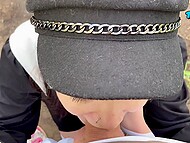 JuliaSayHo gazes at her stepbrother's hard cock, her fingers trailing along it till he cums into her panties outdoors 9