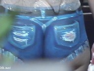 Shameless babe Jeny Smith overflows in the club with painted shorts that seem like real 8