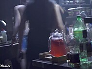 Shameless babe Jeny Smith overflows in the club with painted shorts that seem like real 9