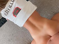 Amateur blonde Littlebuffbabe craves football on TV and a hard dick for her twat 6