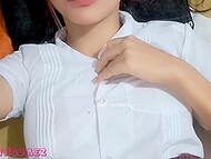 Half-nude horny college chick Yulieth Gomez makes a hot video call to her BF from the university dorm 9